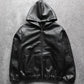 European and American Hip Hop Punk High Street Men Hooded Jacket Trend 3D Printing Y2K Gothic Retro Zipper Loose Leather Jacket