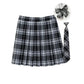 Women Summer Plaid Pleated Skirt With Necktie Bowtie Korean Jk Skirt Uniform Japanese School Preppy A Line Mini Skirts