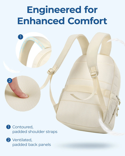 BAGSMART Laptop Bags College Casual Backpack for Women Quilted Small Computer Bookbag Water-Resistant 15.6 Inch notebook Bag