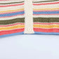 Women's Striped Crochet Knit Crop Sweater, Polo Collar, Short Sleeve, Button-up, Female Outerwear, Chic Tops, Fashion