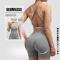 Sexy Fitness Jumpsuit Women Cross Adjustable Sports Playsuit Running One Piece Yoga Suit Scrunch Shorts Backless Set Romper