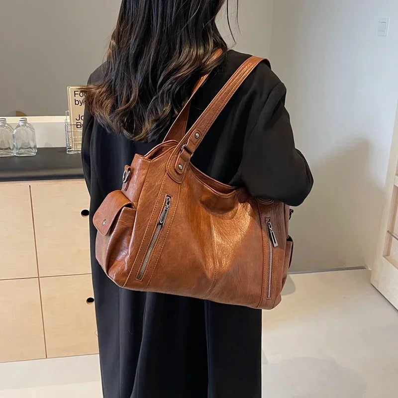 Hot Selling Soft Inner Compartment Shoulder Bag 2024High Quality Contrasting Color Women's Bag Fashion Zipper Pu Women's Handbag