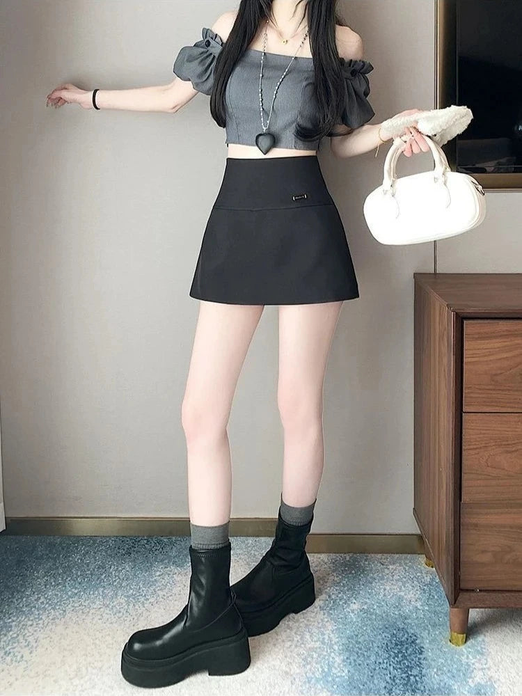 Skirt Pants Skirt Female Spring and Summer New High-waisted Thin A Word Skirts Pants Open Fork Package Hip Business Skirt