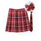 Women Summer Plaid Pleated Skirt With Necktie Bowtie Korean Jk Skirt Uniform Japanese School Preppy A Line Mini Skirts