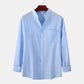2026 Spring Summer New Mens Slim Fit Solid Color Long Sleeve Shirt Cotton Linen Casual Top Breathable ventilate absorb sweat