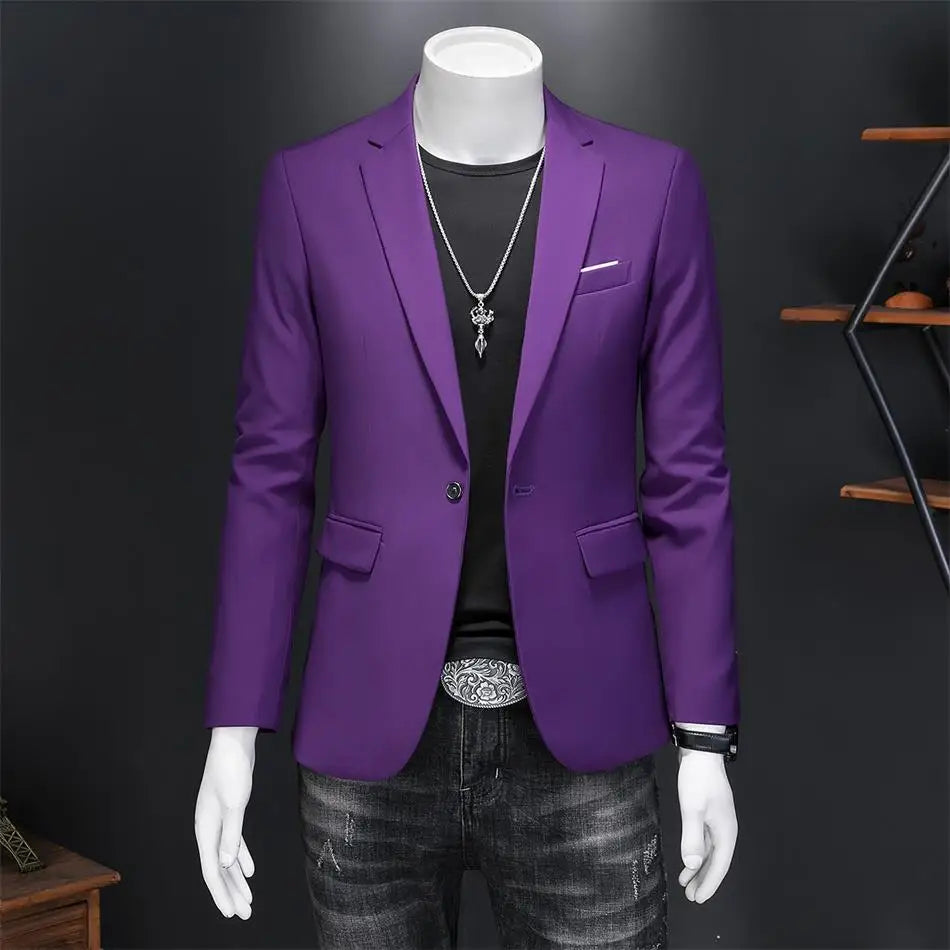 Boutique Fashion Solid Color High-end Brand Casual Business Men's Blazer Groom Wedding Gown Blazers for Men Suit Tops Jacke Coat
