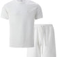 2026 Men's Summer Oversized Textured 2 Piece Set Crew Neck Short Sleeve T-Shirt & Drawstring Shorts Tracksuit