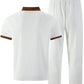 Men's Waffle Knit Stand Collar T Shirt and Pants Set Color Block Casual Streetwear Summer Tracksuit