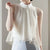French Style Summer Vest Tops For Women Sleeveless Chiffon Blouse Stand Collar Gradient Color Casual Loose Shirt