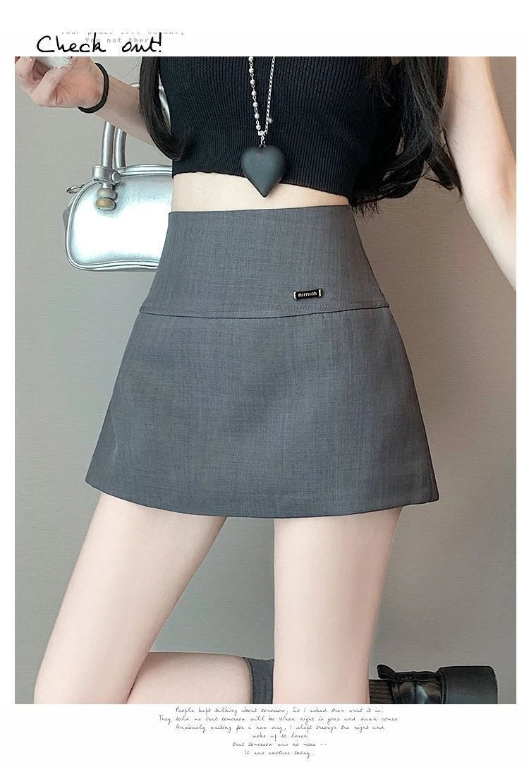 Skirt Pants Skirt Female Spring and Summer New High-waisted Thin A Word Skirts Pants Open Fork Package Hip Business Skirt