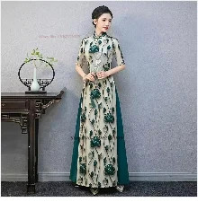 2026 chinese sexy nightclub dress improved cheongsam flower print qipao dress+shorts set hotel spa work dress beauty uniform