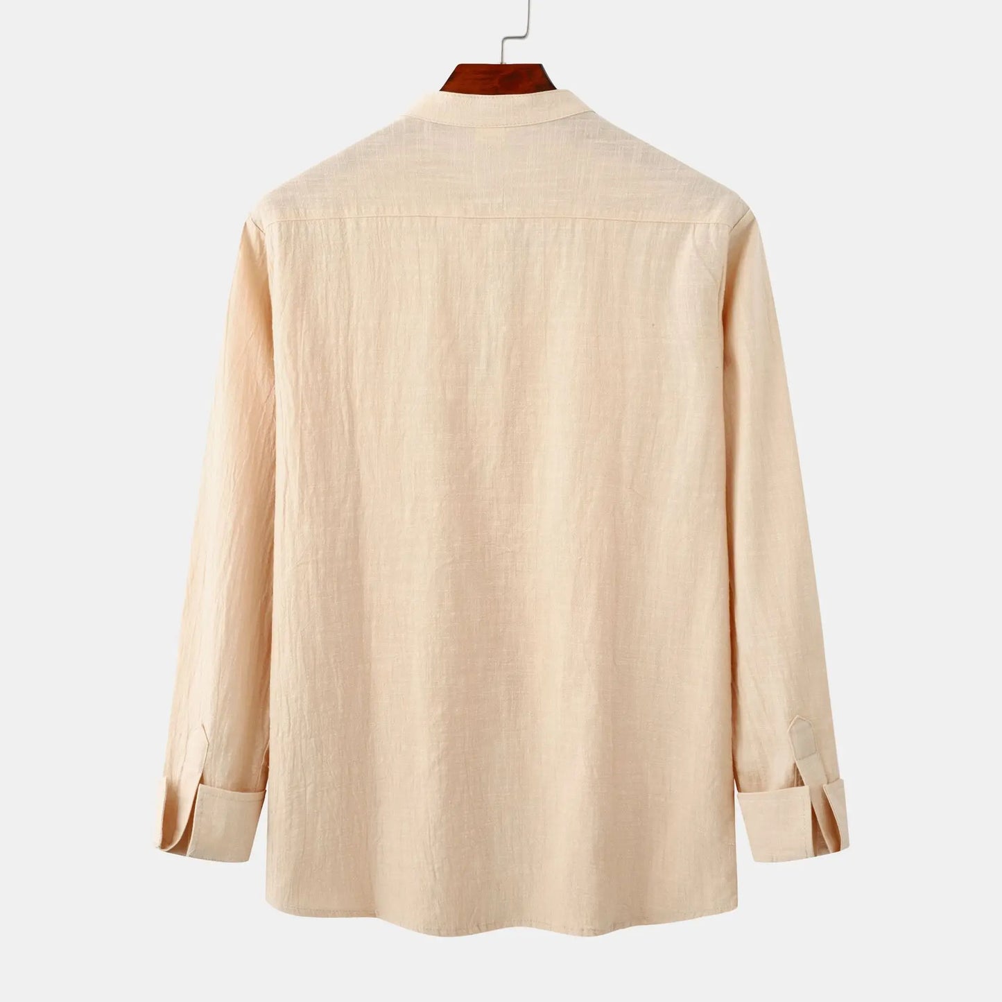 2026 Spring Summer New Mens Slim Fit Solid Color Long Sleeve Shirt Cotton Linen Casual Top Breathable ventilate absorb sweat