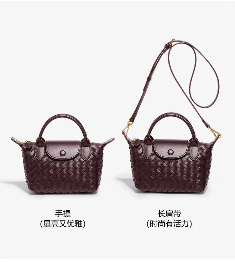 Handwoven single-shoulder small dumpling bag, fashionable bucket bag, new simple ladies crossbody lunch box bag, small tote bag