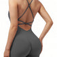 Sexy Fitness Jumpsuit Women Cross Adjustable Sports Playsuit Running One Piece Yoga Suit Scrunch Shorts Backless Set Romper
