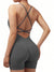 Sexy Fitness Jumpsuit Women Cross Adjustable Sports Playsuit Running One Piece Yoga Suit Scrunch Shorts Backless Set Romper