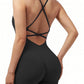 Sexy Fitness Jumpsuit Women Cross Adjustable Sports Playsuit Running One Piece Yoga Suit Scrunch Shorts Backless Set Romper