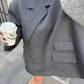 Bomber Jacket Women's Coat Oversized Blazer Lapel Diagonal Placket Asymmetrical Suit Flap Pockets Spring Woman Clothes Loose Top