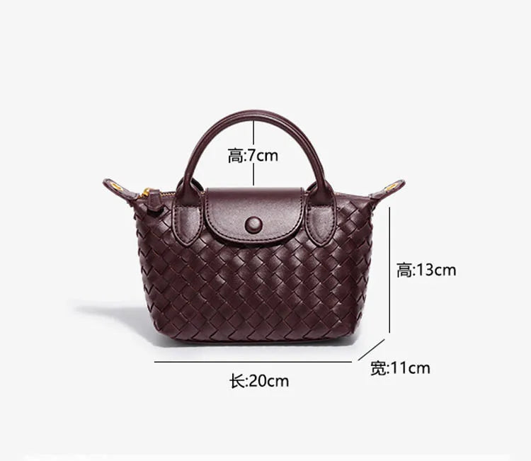 Handwoven single-shoulder small dumpling bag, fashionable bucket bag, new simple ladies crossbody lunch box bag, small tote bag