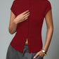 Women's fashionable knitted turtleneck top, slim and comfortable four-season short-sleeved cardigan, can be worn as a base layer