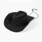USPOP Hand-crocheted Natural Raffia Straw Cowboy Hat for Women Men Summer Wide Brim Sun Hat Outdoor Breathable Beach Caps