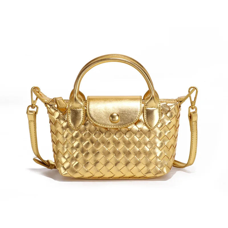 Handwoven single-shoulder small dumpling bag, fashionable bucket bag, new simple ladies crossbody lunch box bag, small tote bag