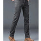 2025 New Winter Men Black Straight Stretch Denim Thick Velvet Pants Warm Jeans Casual Fleece Line Trousers Male Plus Size