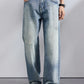 KSTUN 2026 Summer Wide Leg Jeans Men Baggy Pants Loose Fit Ripped Jeans Distressed Washed Vintage Frayed Light Blue Man Trousers