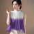 French Style Summer Vest Tops For Women Sleeveless Chiffon Blouse Stand Collar Gradient Color Casual Loose Shirt