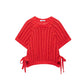 Hollow Out Knit Pullover Women Casual Round Neck Lace Up Bow Sweater Female Autumn Short Sleeves Solid Knitwears Lady