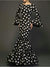 Elegant Ladies Dress Fashionable Trumpet Sleeves Polka Dot Decoration Cascading Ruffle Hem Sexy Fishtail Ladies Evening Dress