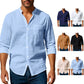 2026 Spring Summer New Mens Slim Fit Solid Color Long Sleeve Shirt Cotton Linen Casual Top Breathable ventilate absorb sweat