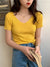 AOSSVIAO 2026 V-neck Solid Thin Summer Pullover Women Sweater Female Knitted Ribbed Sweater Slim Short Sleeve Bodycon Sweater