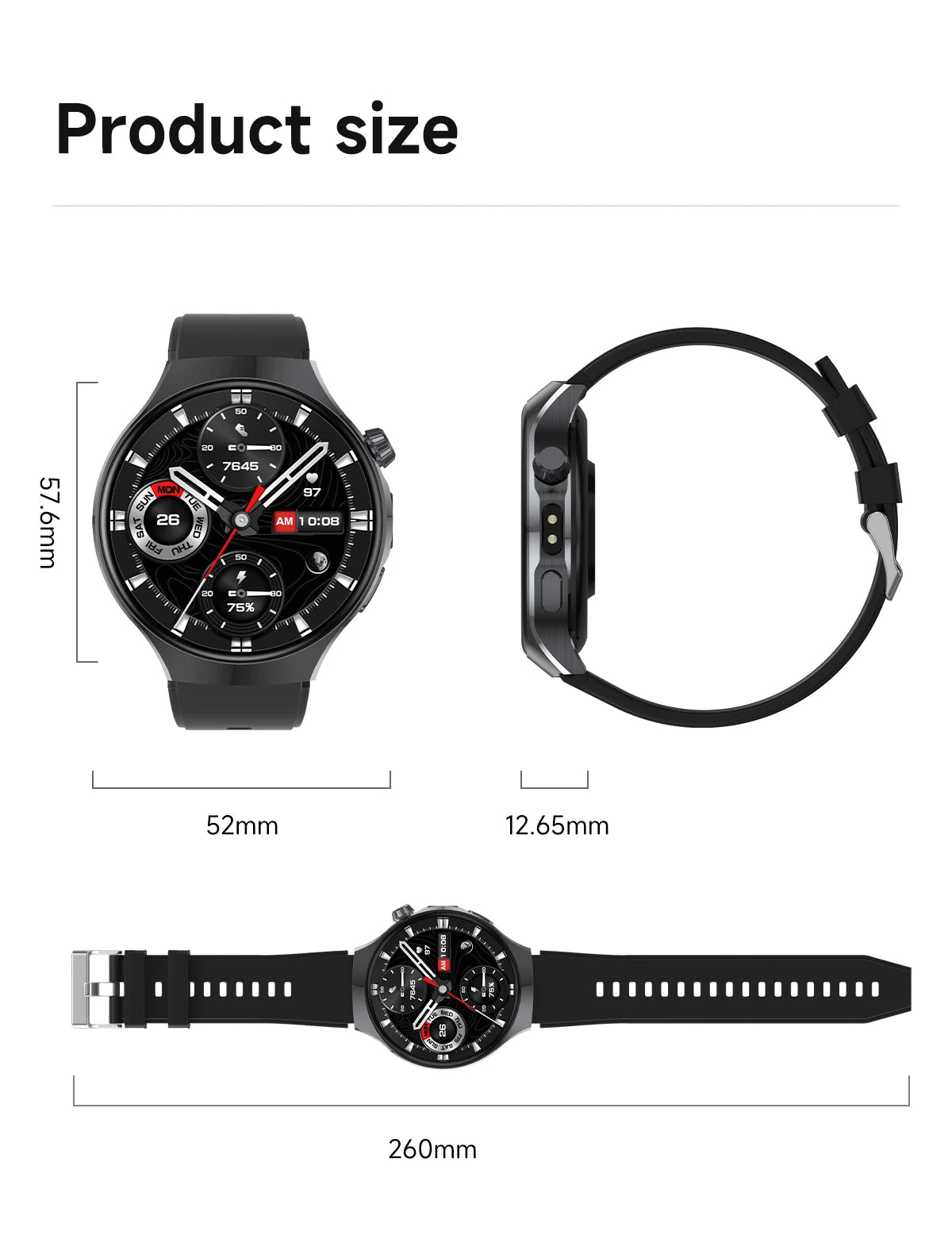 2026 New Outdoor Smart Watch 1.7-inch HD Screen, 100+T Sports Mode, Bluetooth Call Waterproof Smart Watch