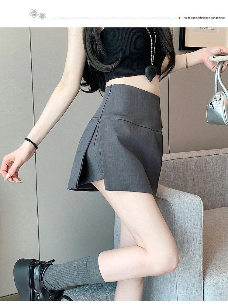 Skirt Pants Skirt Female Spring and Summer New High-waisted Thin A Word Skirts Pants Open Fork Package Hip Business Skirt