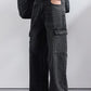 KSTUN 2026 Spring Men's Loose Straight Jeans Wide Leg Vintage Grey Cargo Pants Male Streetwear Trousers Multi-pockets Designer