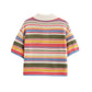 Women's Striped Crochet Knit Crop Sweater, Polo Collar, Short Sleeve, Button-up, Female Outerwear, Chic Tops, Fashion