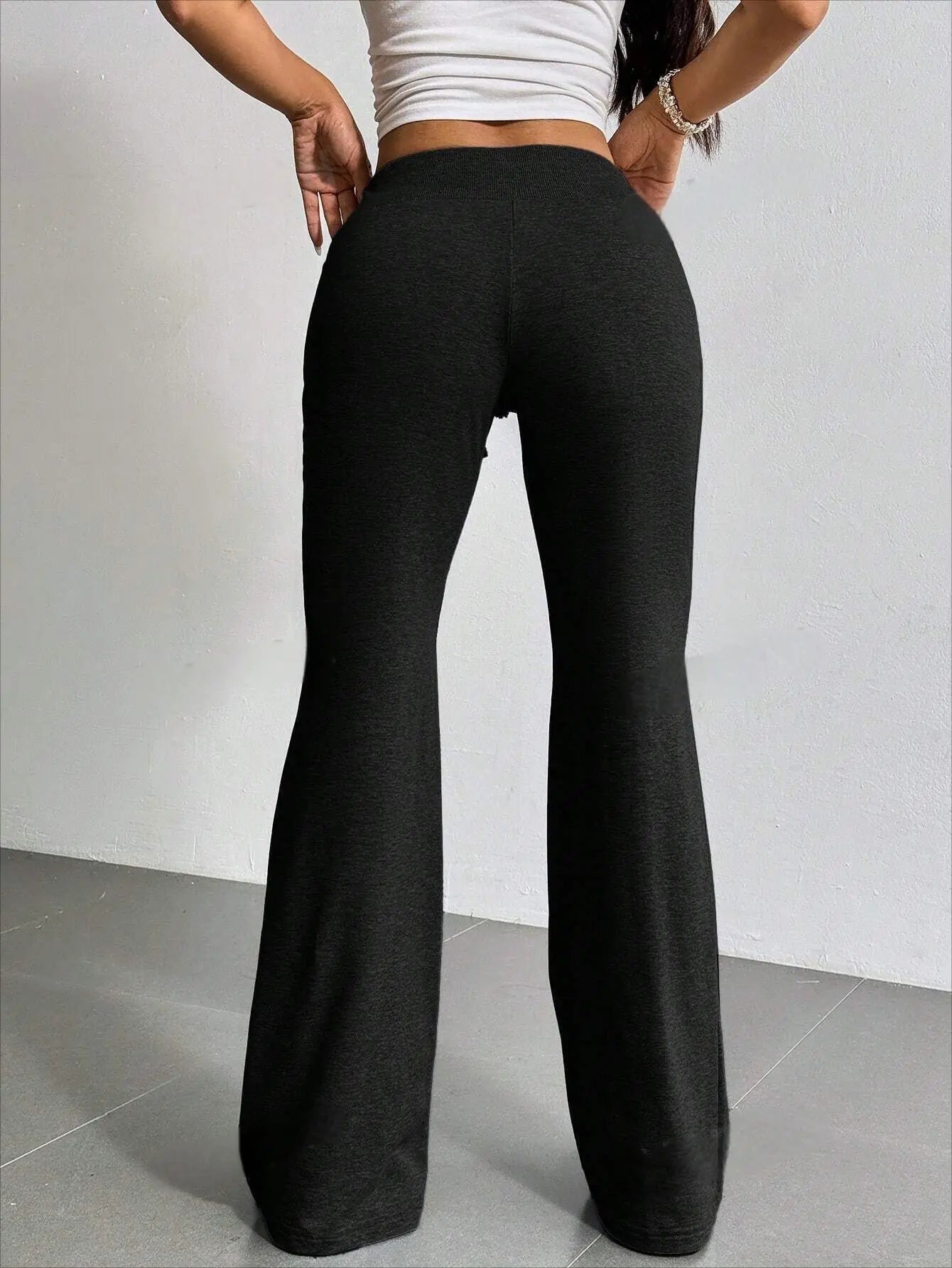 Autumn and Winter New Solid Color Drawstring Women's bell-bottoms Casual Fashion Dressing