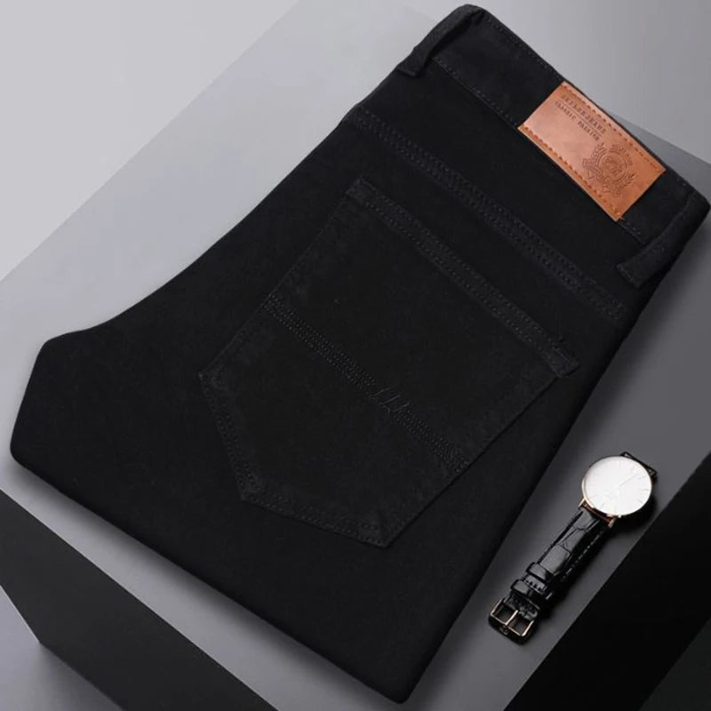 New High Quality Men's Trend Yellow Red White Jeans 2024 Spring Autumn Male High Waist Casual Pants Classic Brand Denim Trousers