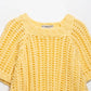 Hollow Out Knit Pullover Women Casual Round Neck Lace Up Bow Sweater Female Autumn Short Sleeves Solid Knitwears Lady