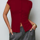 Women's fashionable knitted turtleneck top, slim and comfortable four-season short-sleeved cardigan, can be worn as a base layer
