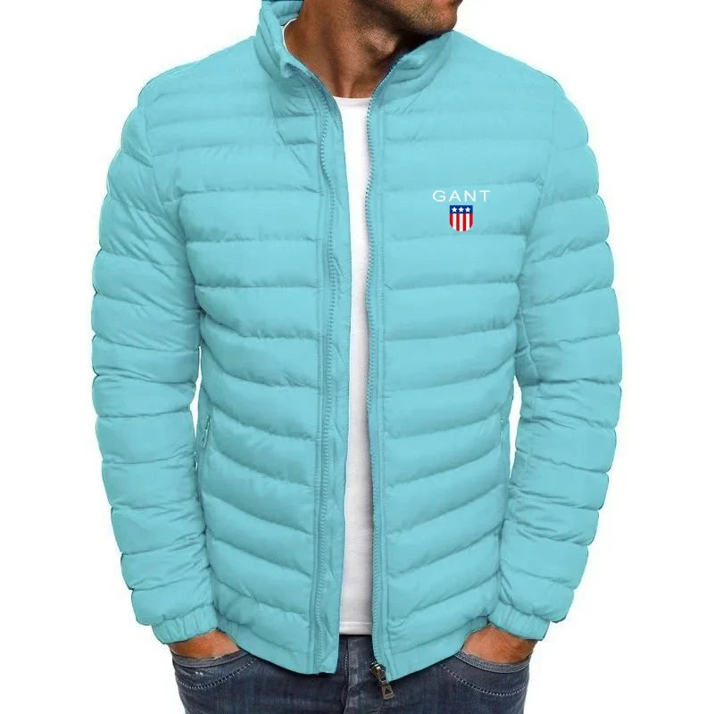 Men's lightweight warm jacket, casual horizontal stripes, high-quality jacket, 2026 fashionable jacket