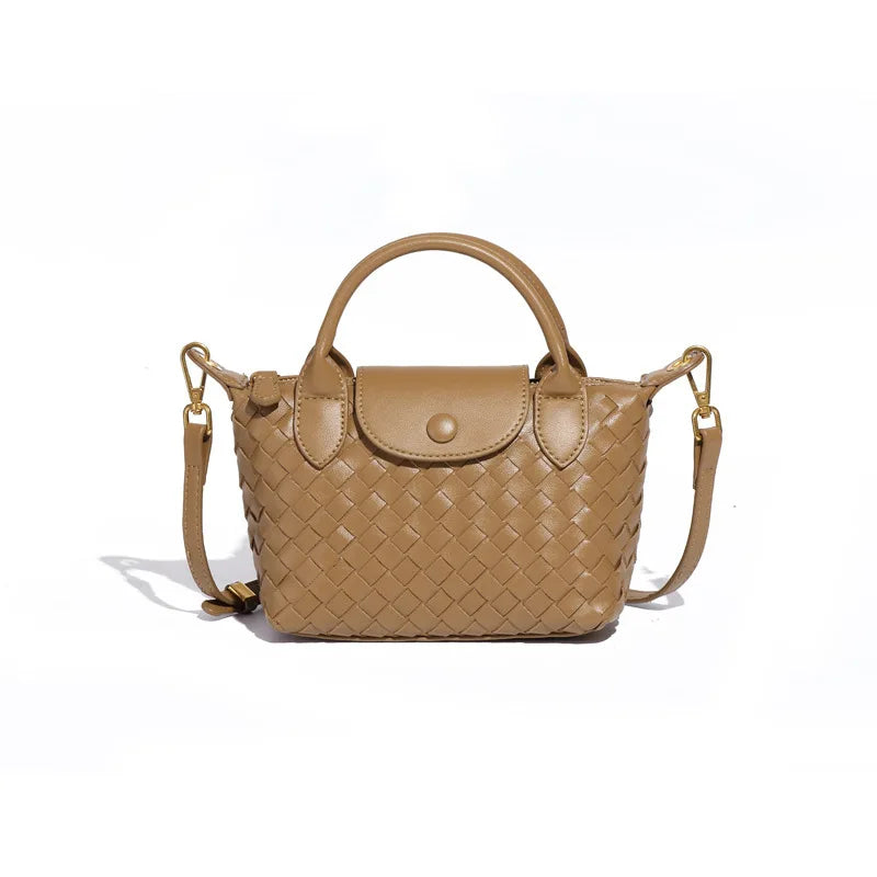 Handwoven single-shoulder small dumpling bag, fashionable bucket bag, new simple ladies crossbody lunch box bag, small tote bag
