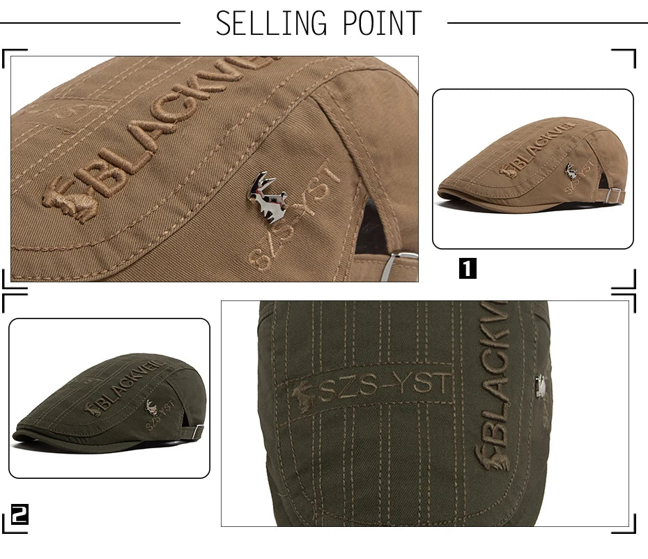 Men Beret Fashion Rabbit Embroidery Flat Caps Spring Summer Visor For Male Fashion Vintage Newsboy Cap Casual Berets Adjustable