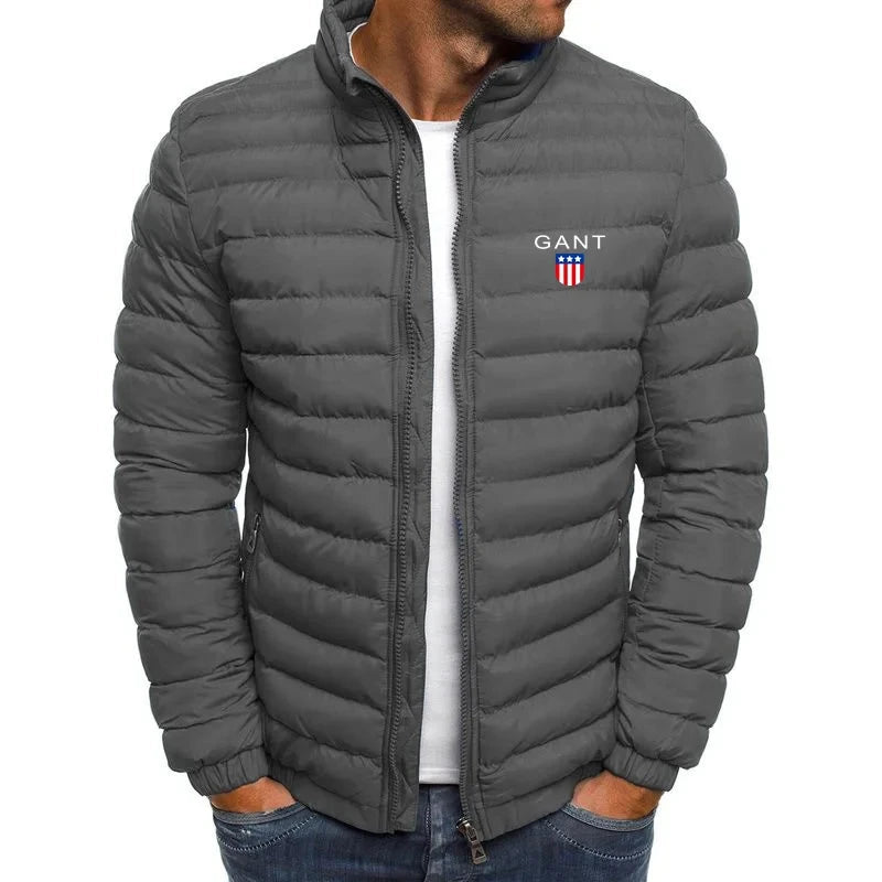 Men's lightweight warm jacket, casual horizontal stripes, high-quality jacket, 2026 fashionable jacket
