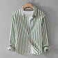 2025 Spring/Summer Men's Square Collar Button Striped Pocket Loose Fashion Casual Versatile Simple Design Long Sleeve Shirt