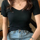 AOSSVIAO 2026 V-neck Solid Thin Summer Pullover Women Sweater Female Knitted Ribbed Sweater Slim Short Sleeve Bodycon Sweater