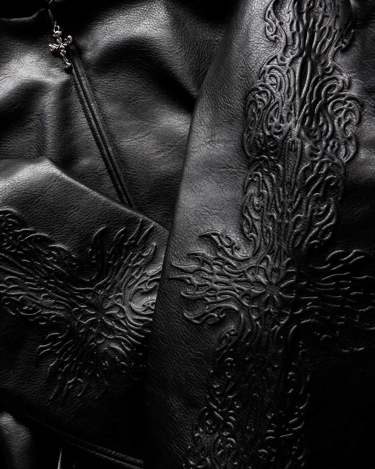 European and American Hip Hop Punk High Street Men Hooded Jacket Trend 3D Printing Y2K Gothic Retro Zipper Loose Leather Jacket