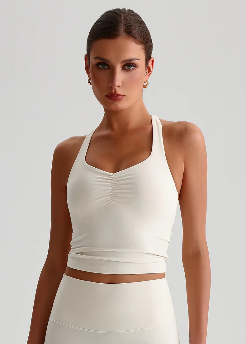 Solid Color Sports Tank Top Women Fitness Bra TightsCross Back Gym Clothe Underwear Yoga Vest High impact shockproof Chest Pad
