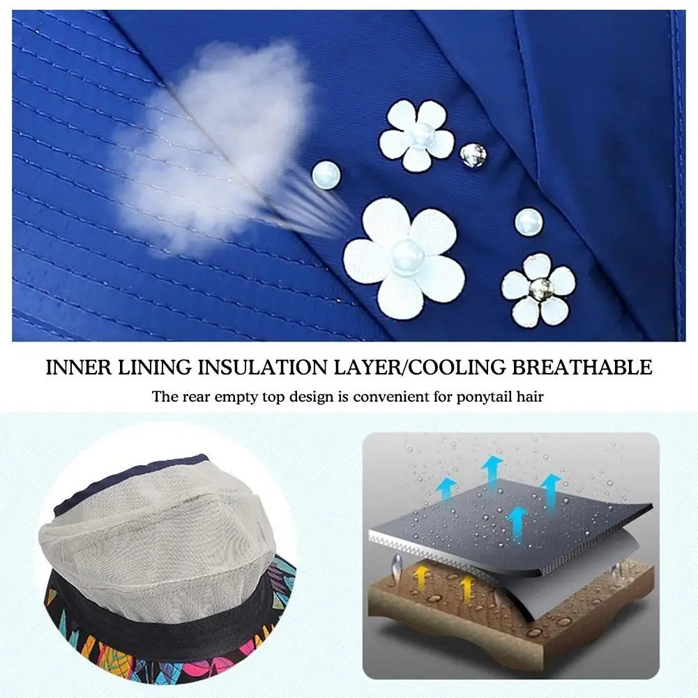 Fashion Womens Ladies Summer Vacation Wide Brim Foldable Sun Hat Anti-UV Beach Visor Caps Casual Hats