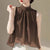 French Style Summer Vest Tops For Women Sleeveless Chiffon Blouse Stand Collar Gradient Color Casual Loose Shirt